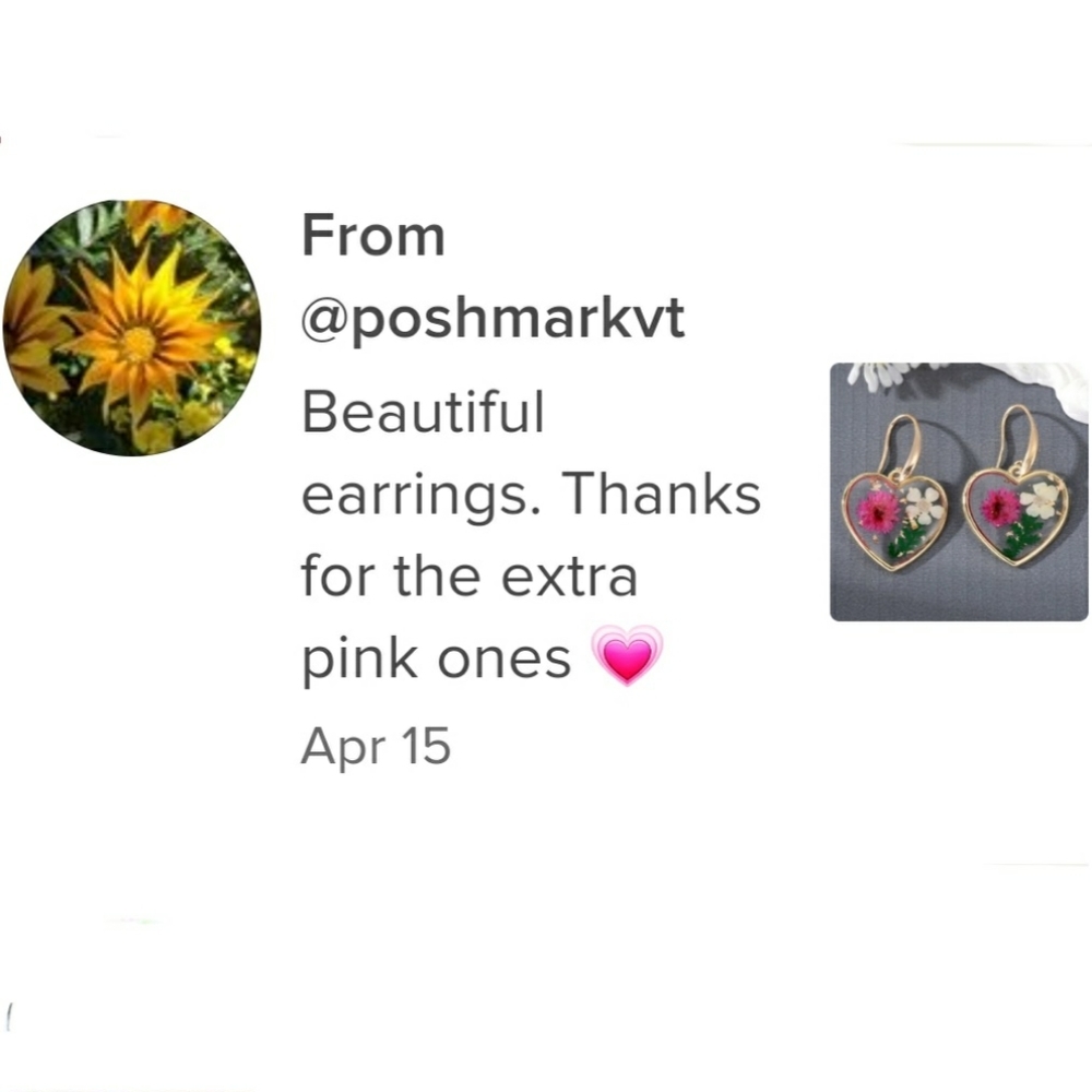 SEE NEW LISTING 3/$30 Heart Dried Flower Pendant Earrings - Picture 3 of 7